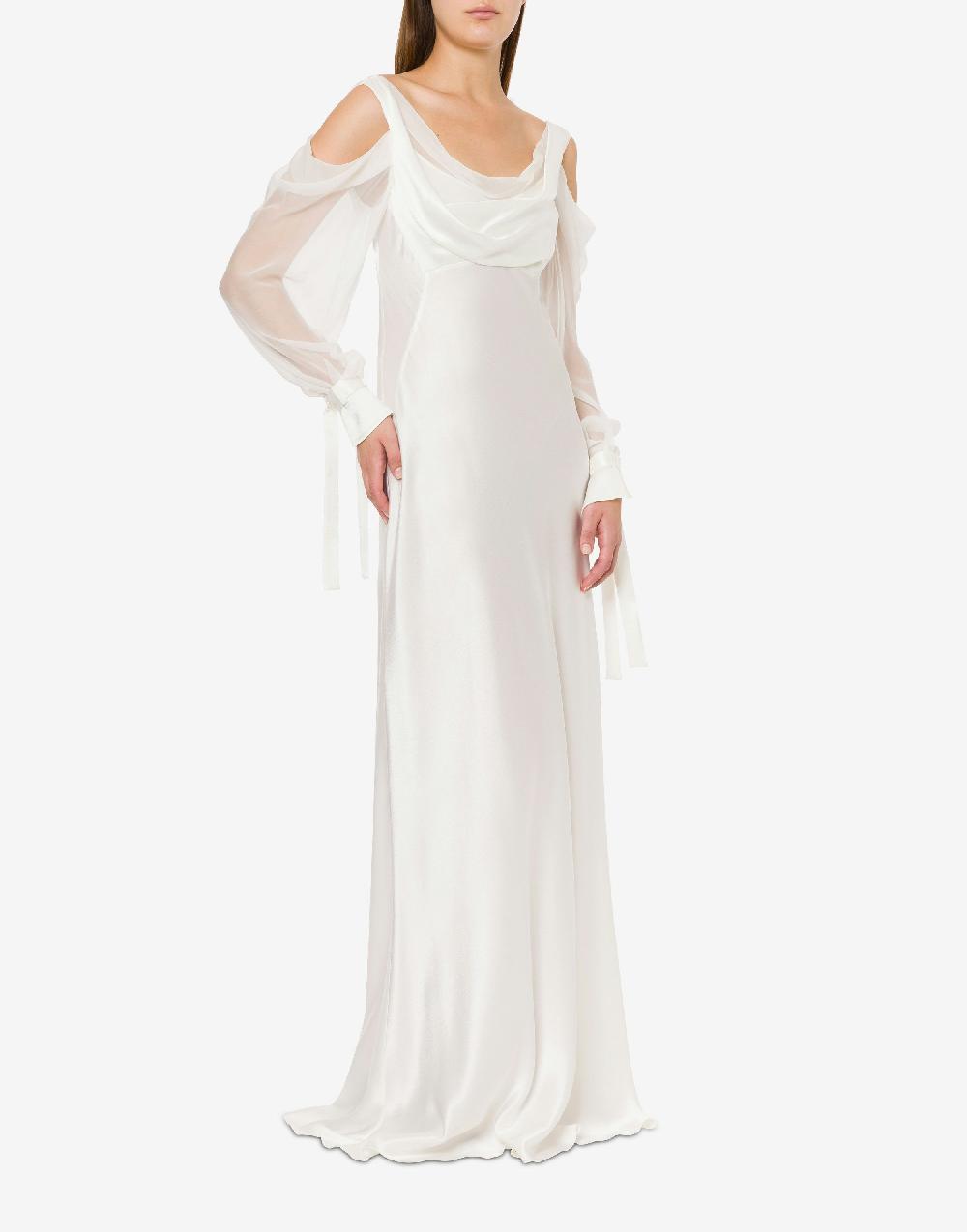 Alberta Ferretti Abito in raso con maniche in chiffon Prezzo di fabbrica