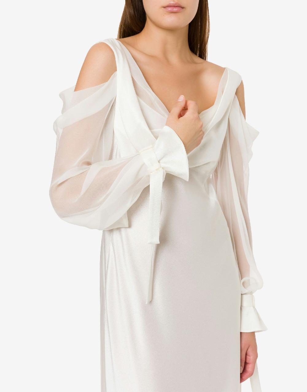 Alberta Ferretti Abito in raso con maniche in chiffon Prezzo di fabbrica