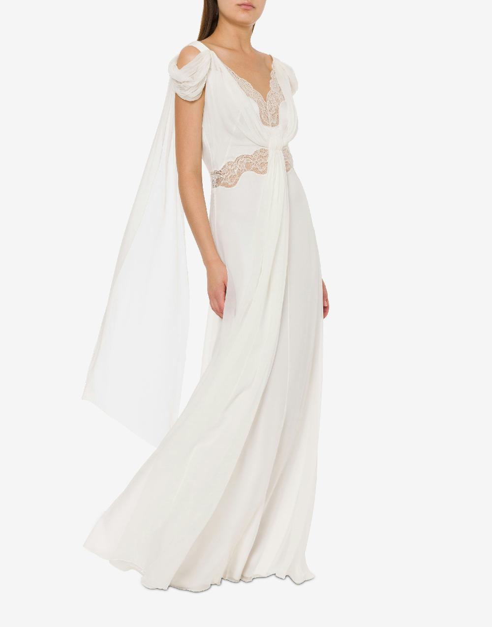 Alberta Ferretti Abito in chiffon con pizzo e drappi Offerta speciale
