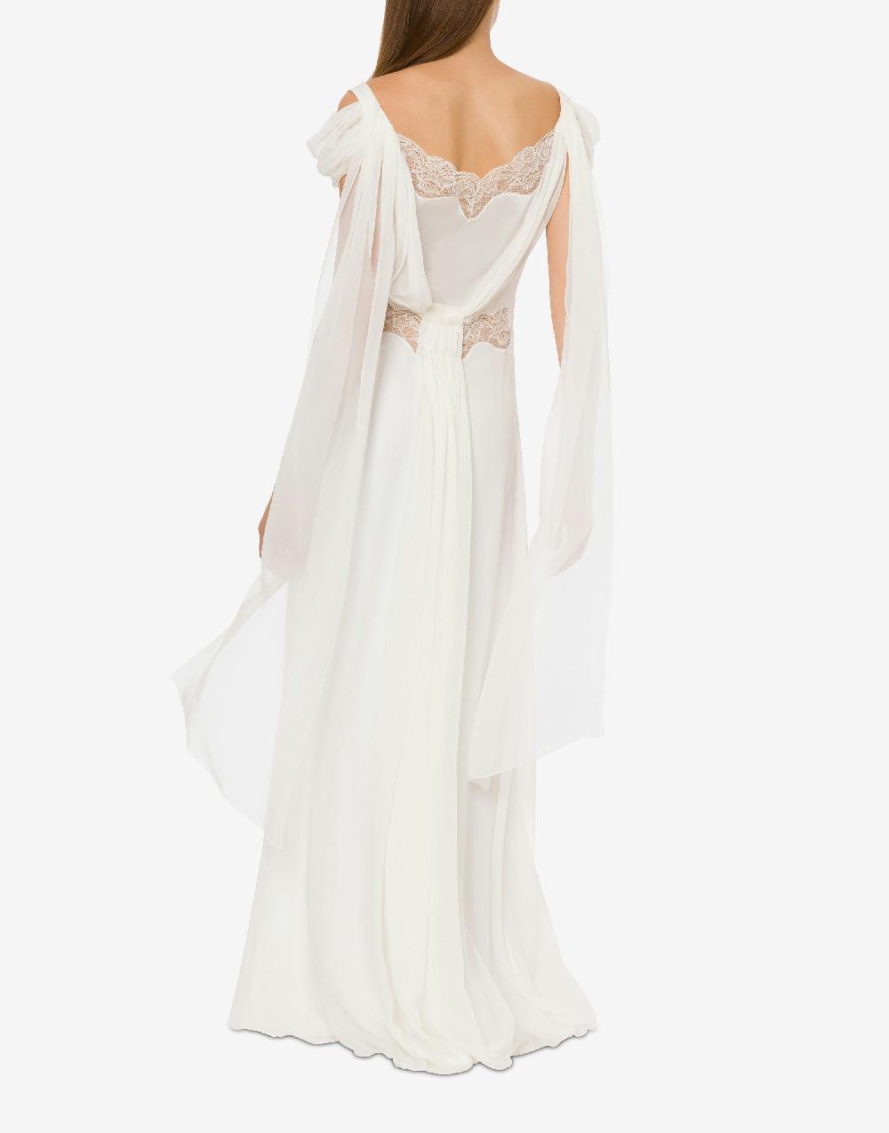 Alberta Ferretti Abito in chiffon con pizzo e drappi Offerta speciale