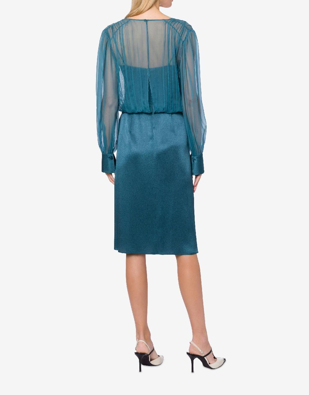 Alberta Ferretti Abito midi in raso e chiffon Grande vendita