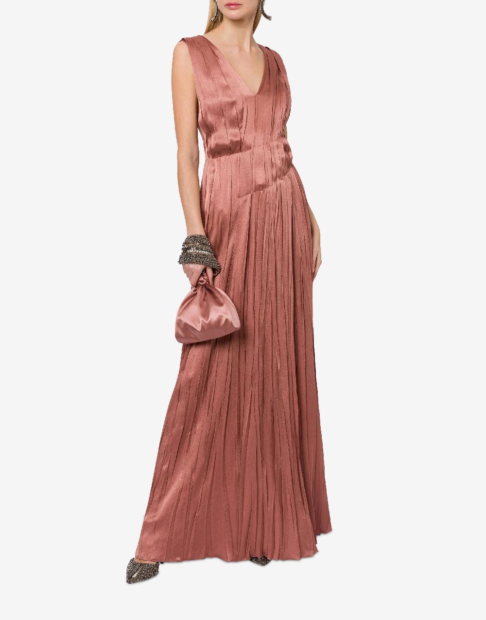 Alberta Ferretti Abito lungo in raso con plissé Shopping online