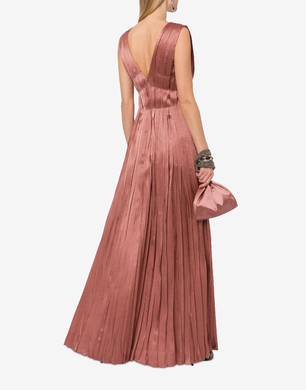 Alberta Ferretti Abito lungo in raso con plissé Shopping online