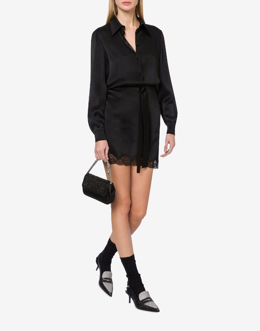 Alberta Ferretti Abito corto in raso con pizzo Offerte stagionali