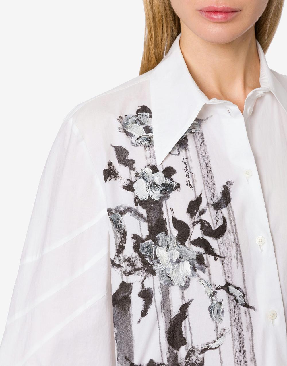Alberta Ferretti Camicia in popeline stretch Dripping Roses Sconti VIP