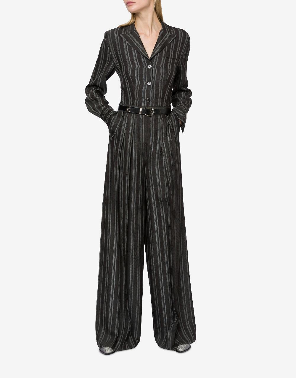Alberta Ferretti Pantalone a palazzo in saglia di viscosa rigata Sostegno trimestrale