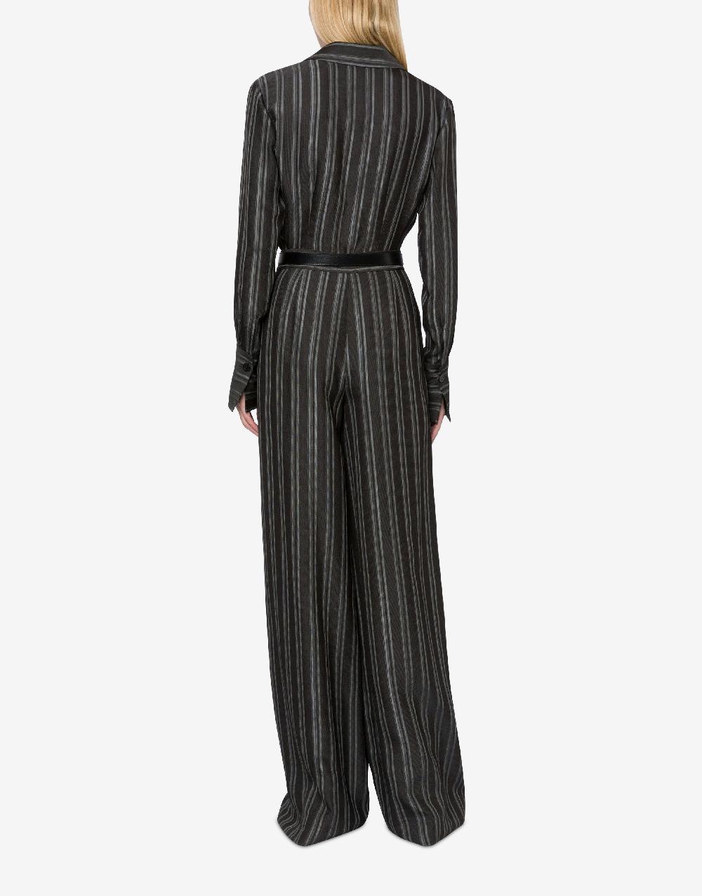 Alberta Ferretti Pantalone a palazzo in saglia di viscosa rigata Sostegno trimestrale