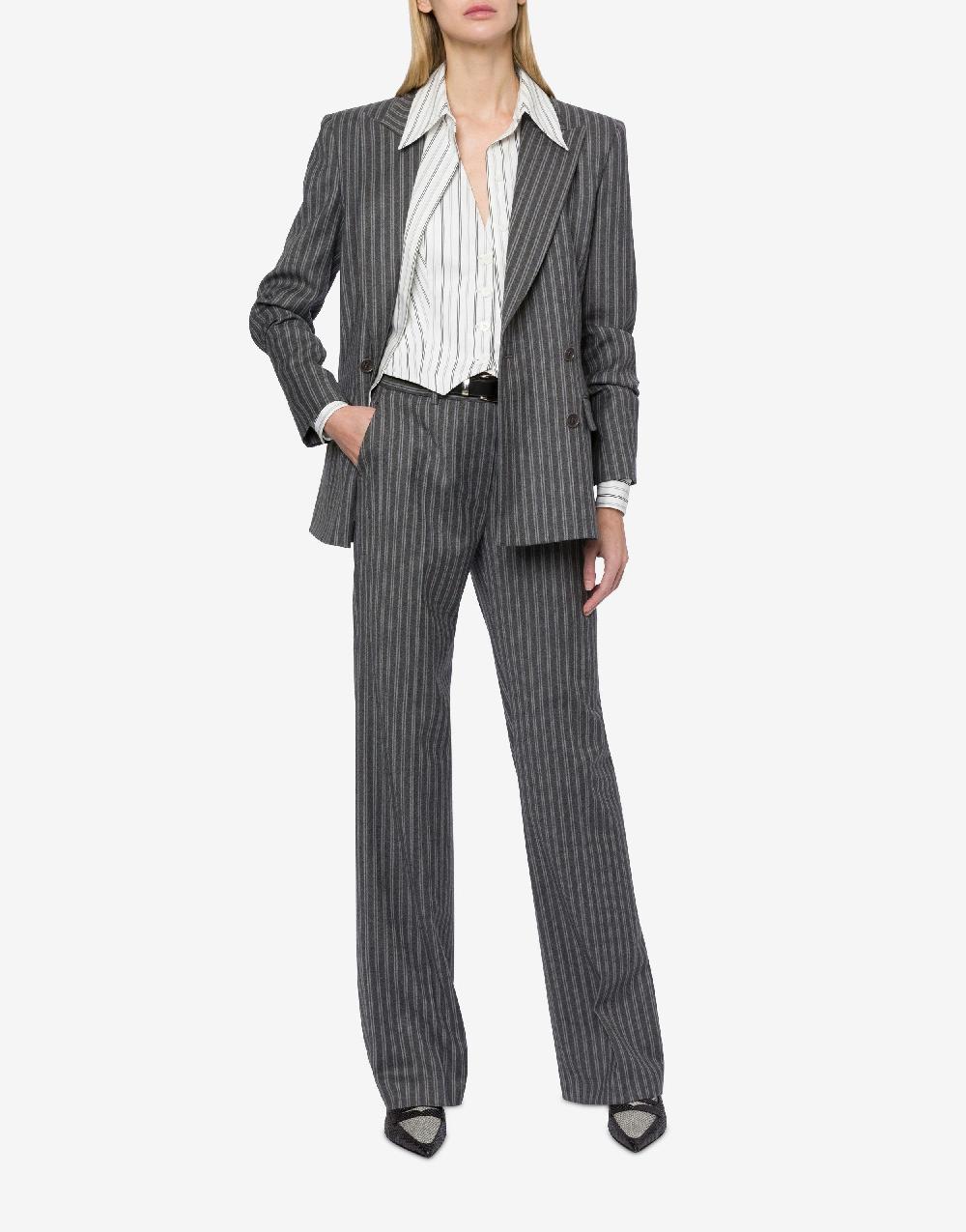Alberta Ferretti Giacca doppiopetto in flanella rigata stretch Discount Store per i nuovi prodotti