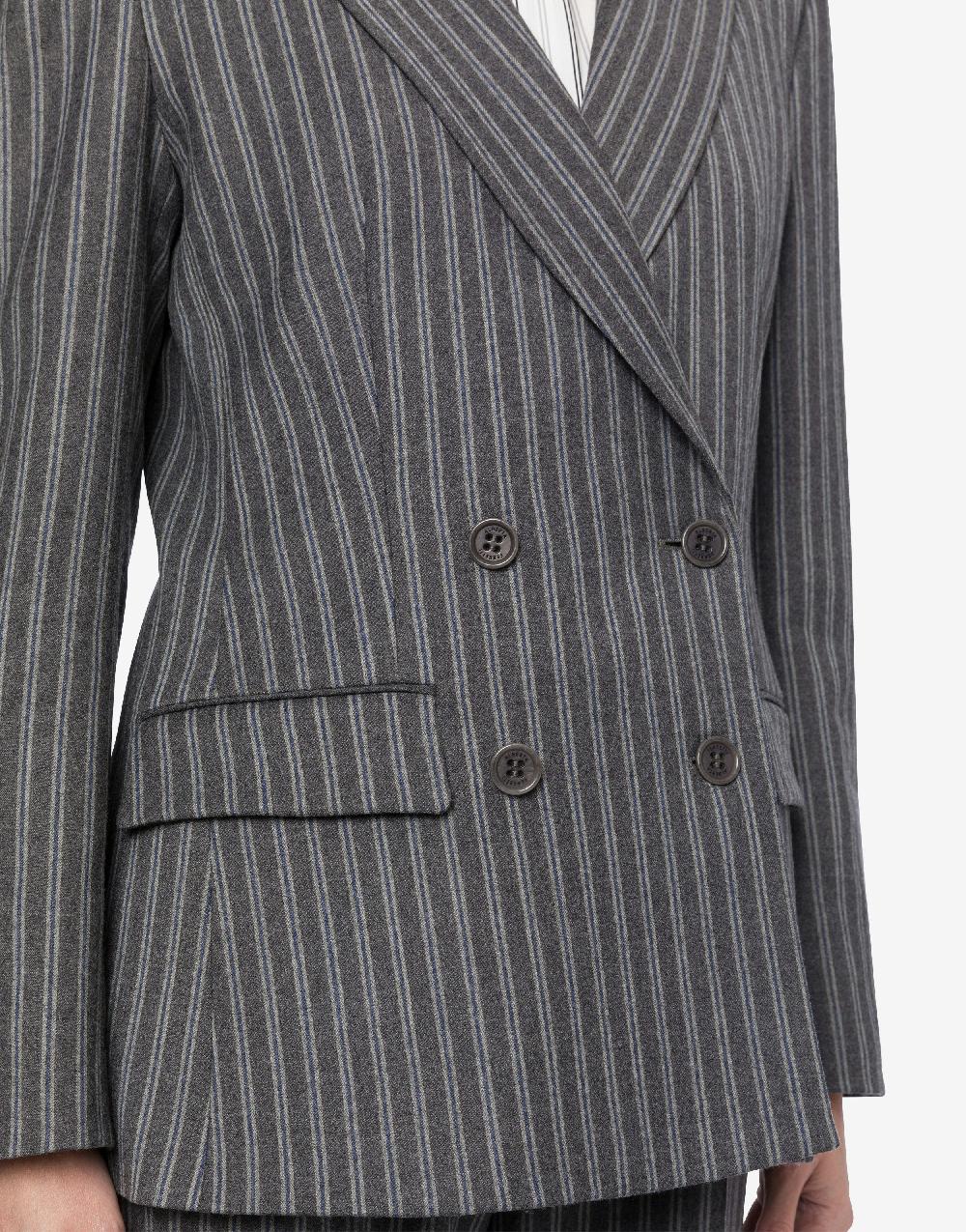 Alberta Ferretti Giacca doppiopetto in flanella rigata stretch Discount Store per i nuovi prodotti