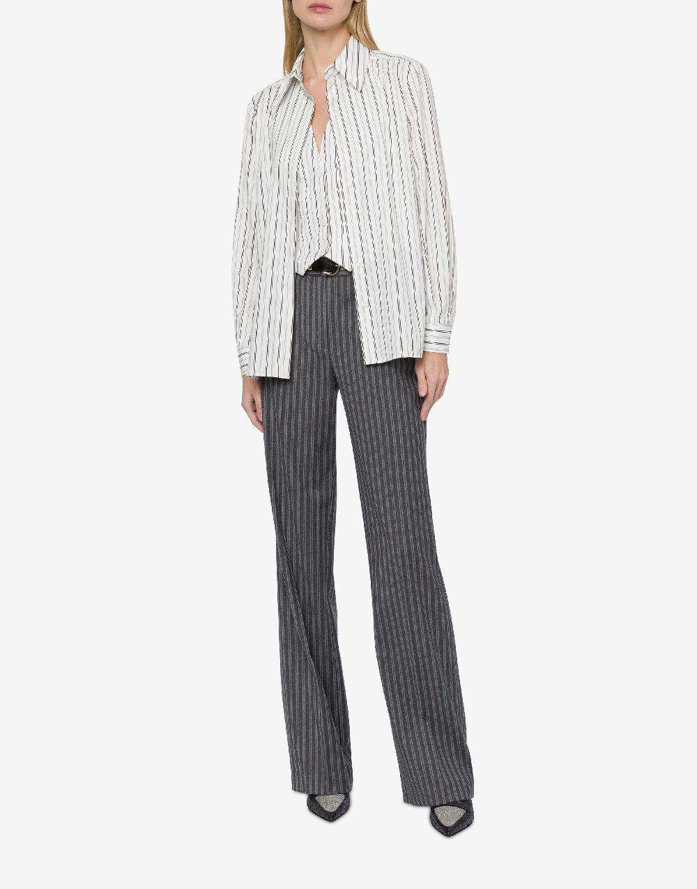 Alberta Ferretti Pantalone in flanella rigata stretch Solo un giorno rimasto