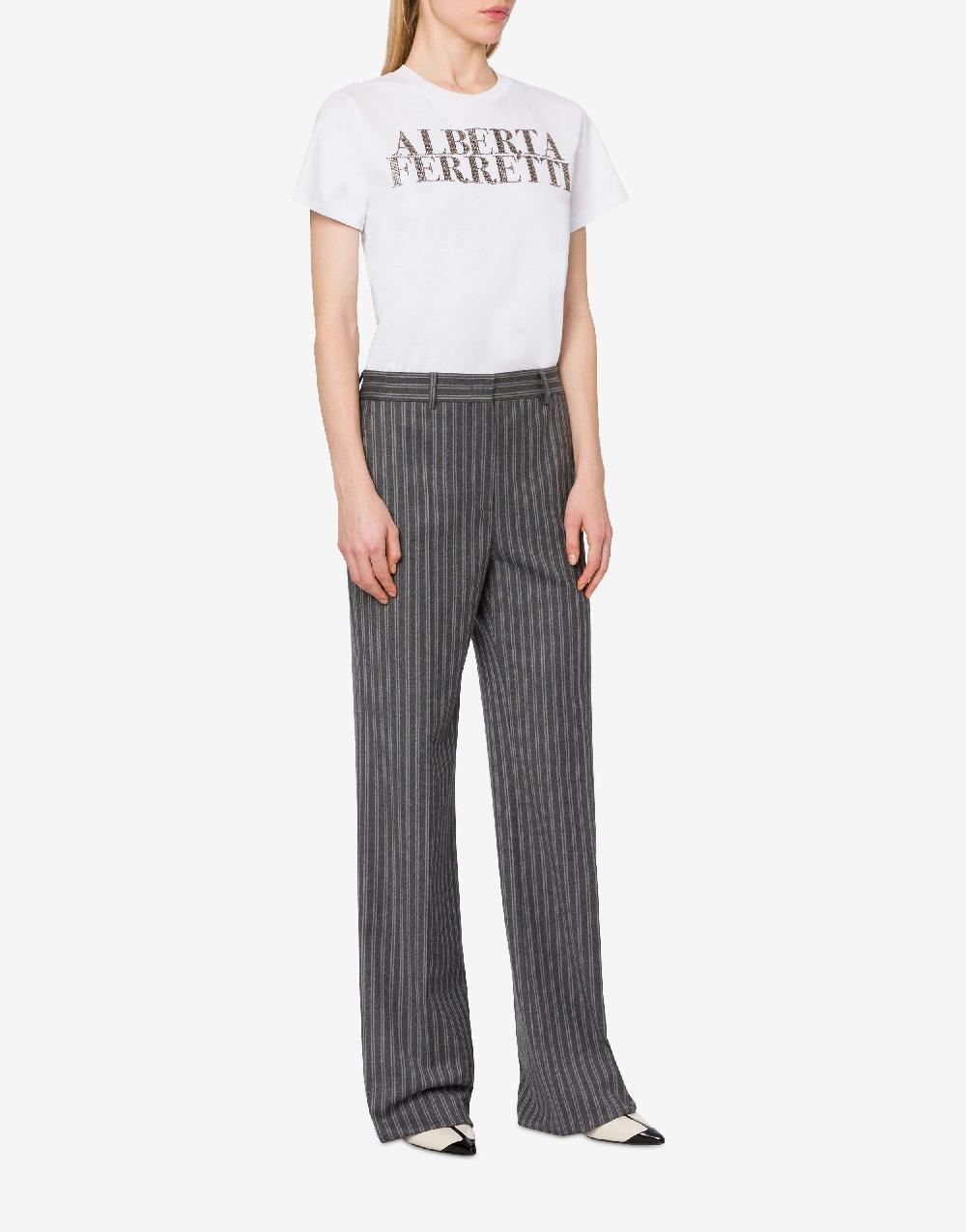Alberta Ferretti T-shirt in jersey con ricamo logo Super sconto