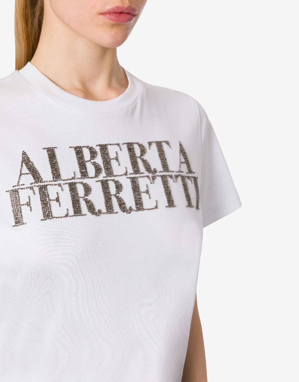 Alberta Ferretti T-shirt in jersey con ricamo logo Super sconto