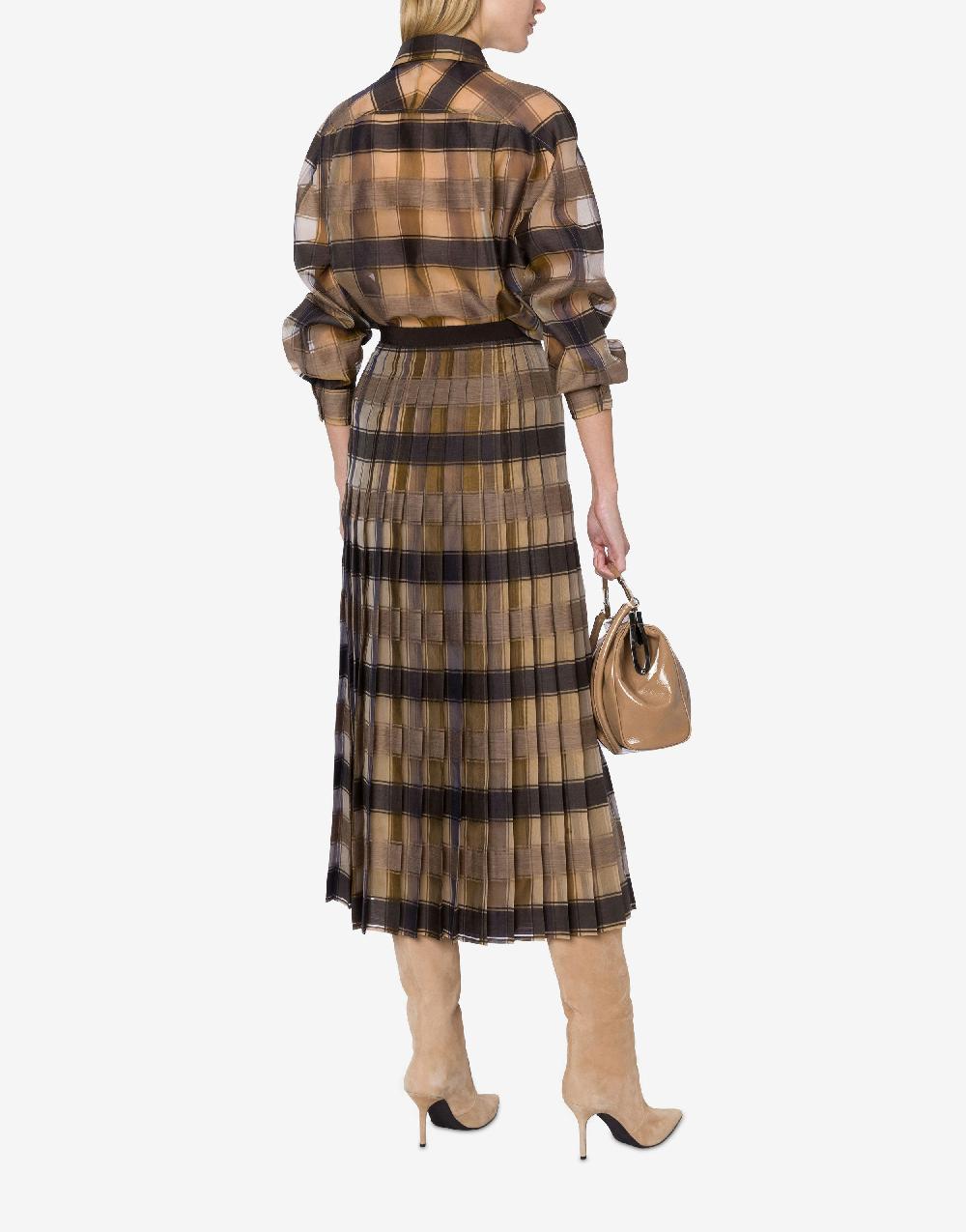 Alberta Ferretti Camicia oversize in organza check lana seta Trasporto libero internazionale