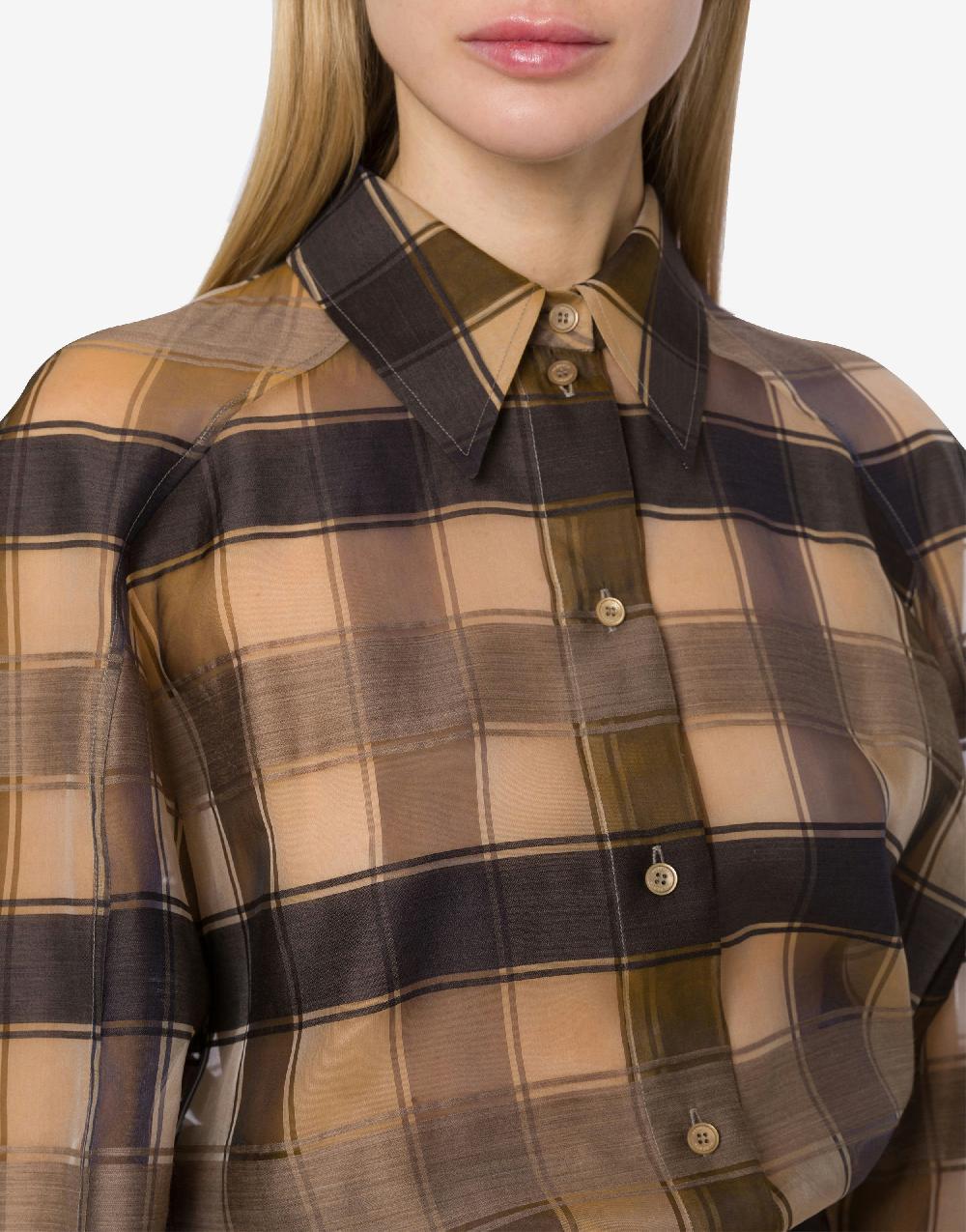 Alberta Ferretti Camicia oversize in organza check lana seta Trasporto libero internazionale