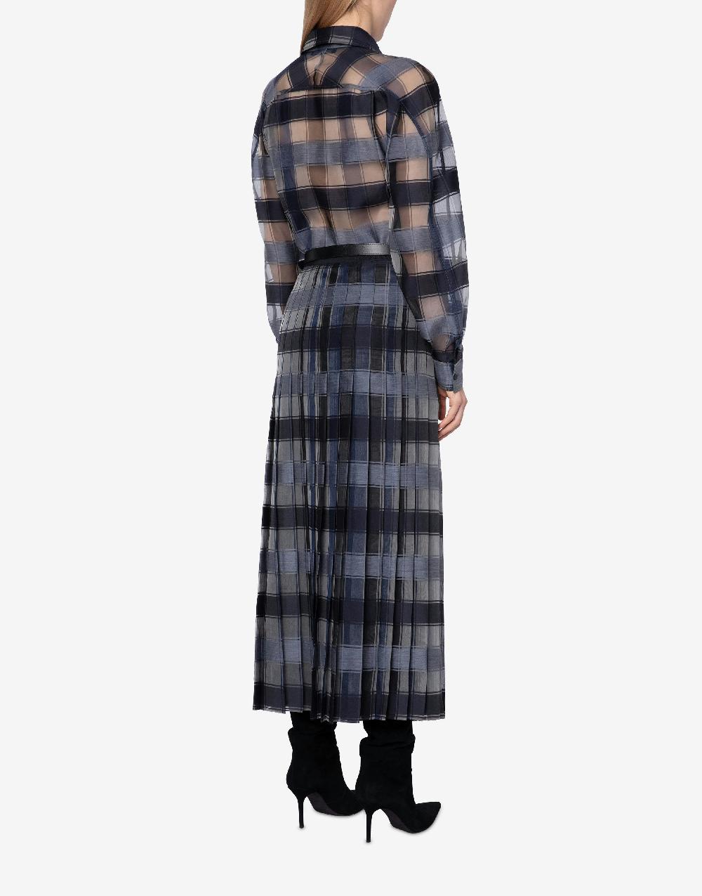 Alberta Ferretti Camicia oversize in organza check lana seta Black Friday Prezzi