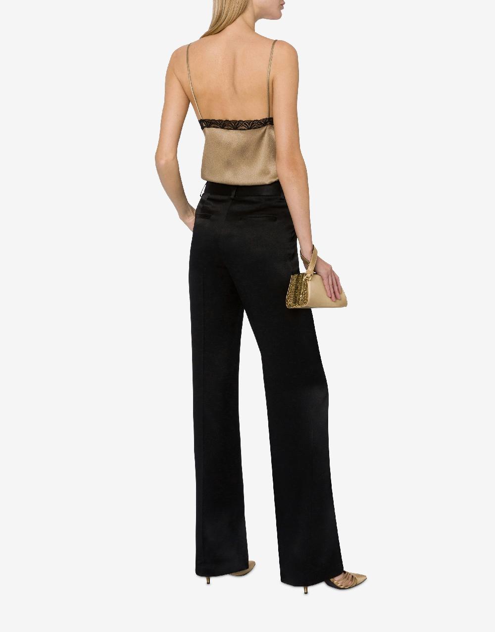 Alberta Ferretti Top in raso con pizzo Italia