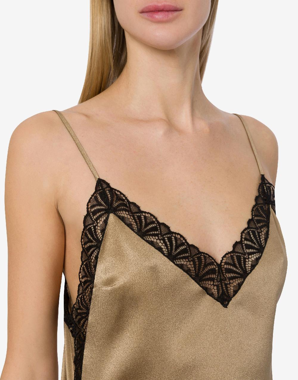 Alberta Ferretti Top in raso con pizzo Italia