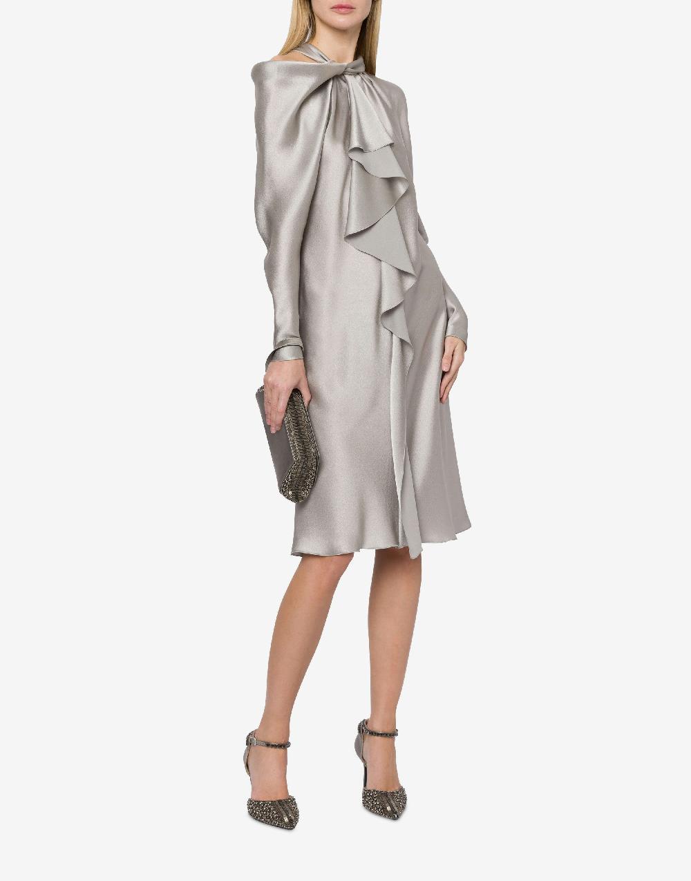 Alberta Ferretti Abito midi in raso con ruche Nuovo