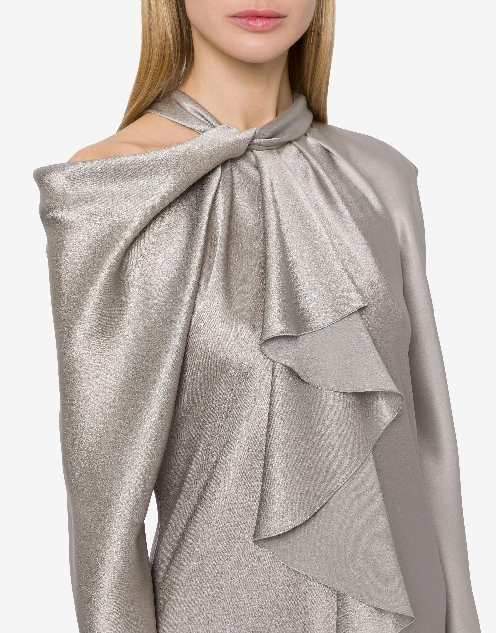 Alberta Ferretti Abito midi in raso con ruche Nuovo
