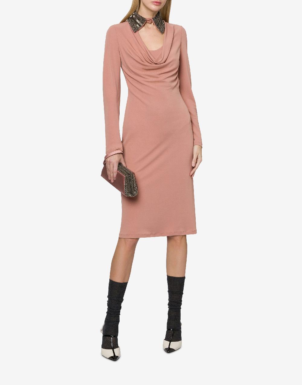 Alberta Ferretti Abito in organzino con colletto ricamato Spedizione Gratuita