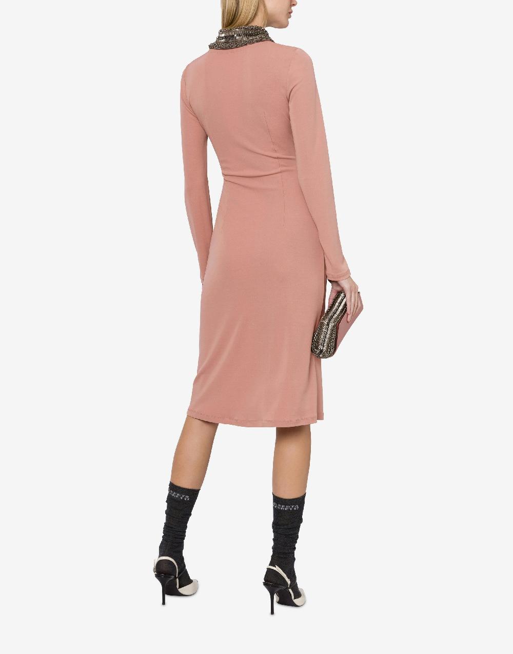 Alberta Ferretti Abito in organzino con colletto ricamato Spedizione Gratuita