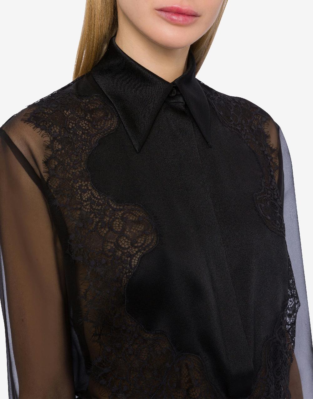Alberta Ferretti Camicia in chiffon organico con pizzo Negozi Online