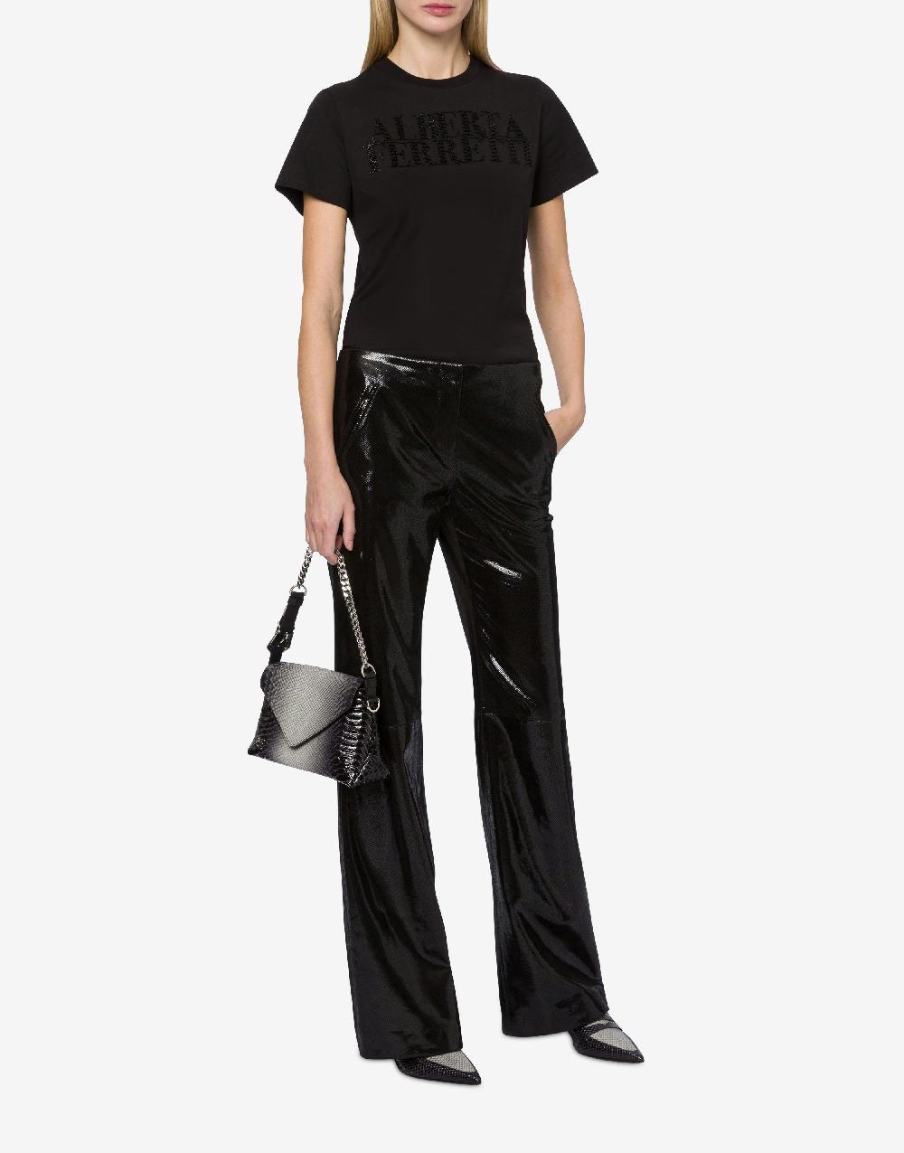 Alberta Ferretti T-shirt in jersey con ricamo logo Presa