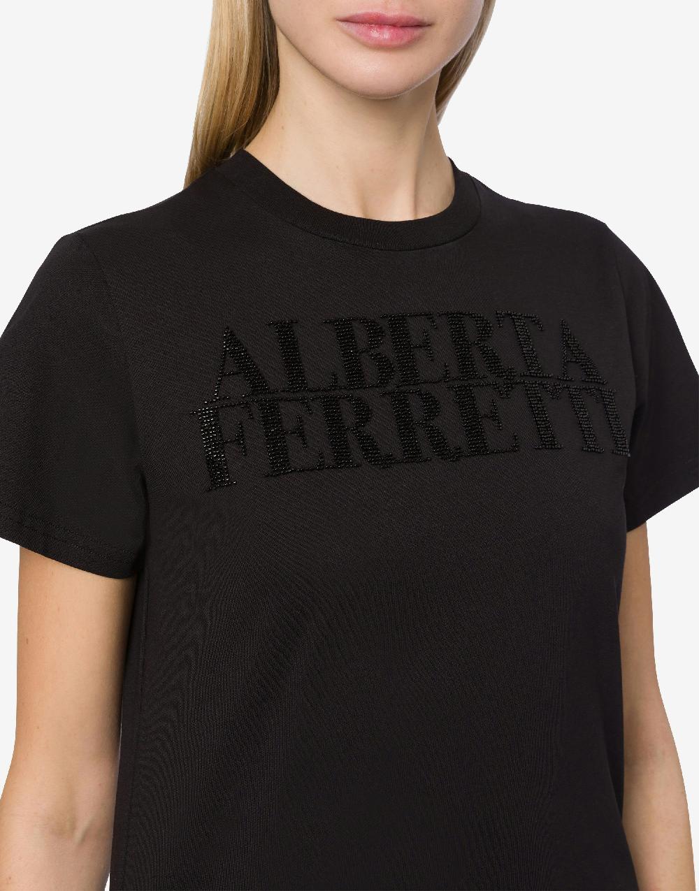 Alberta Ferretti T-shirt in jersey con ricamo logo Presa