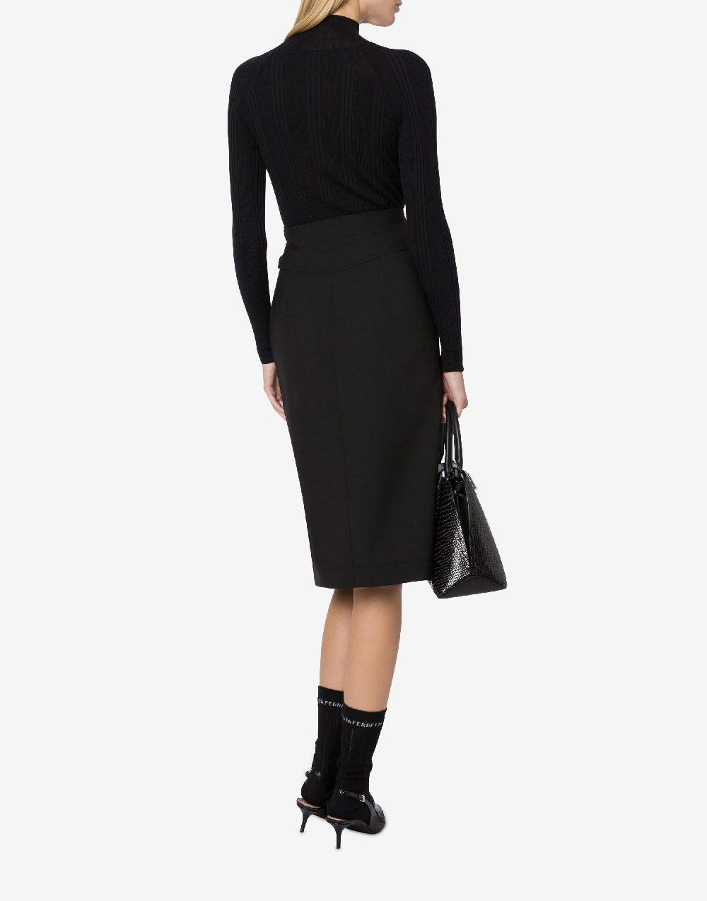 Alberta Ferretti Gonna midi in tela di lana stretch Sconto