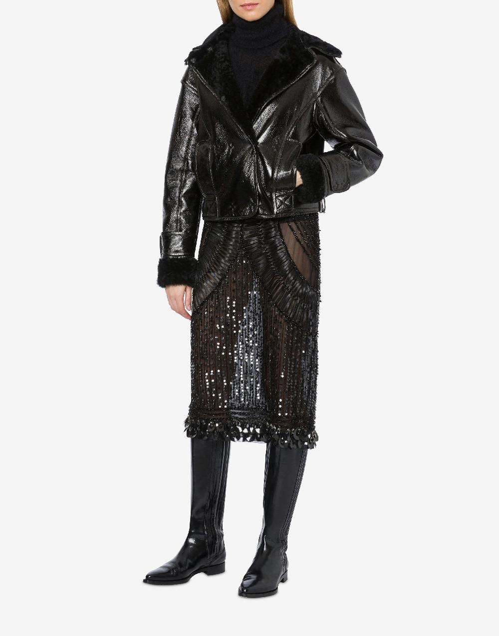 Alberta Ferretti Montone in shearling lucido reversibile Offerta