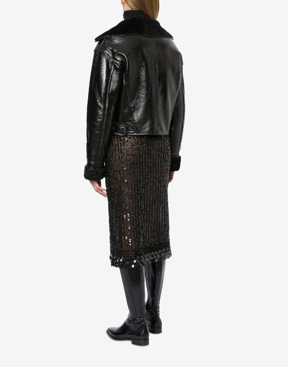Alberta Ferretti Montone in shearling lucido reversibile Offerta