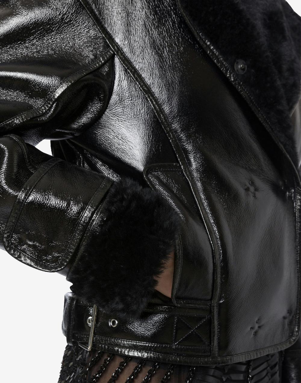 Alberta Ferretti Montone in shearling lucido reversibile Offerta