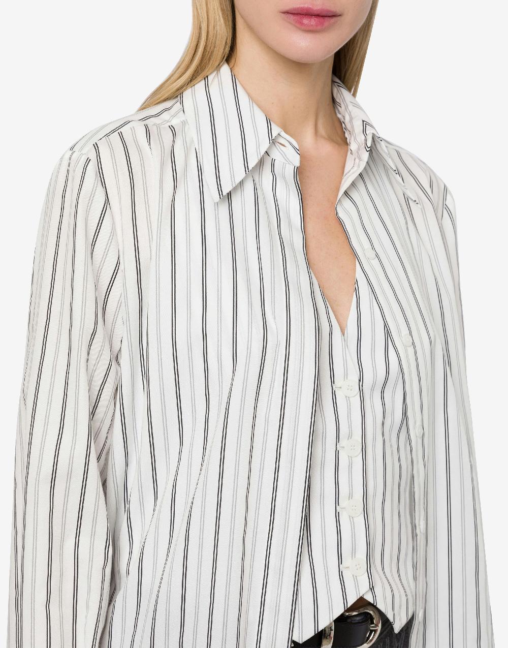 Alberta Ferretti Camicia in drill rigato con gilet Vendita Economica