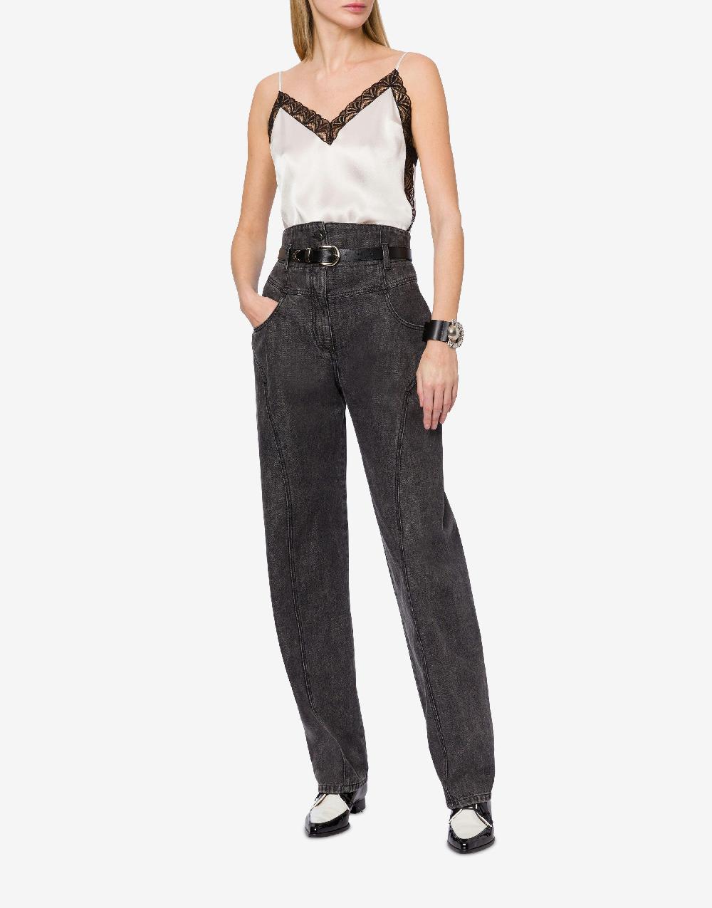 Alberta Ferretti Top in raso con pizzo Saldi Di Fabbrica