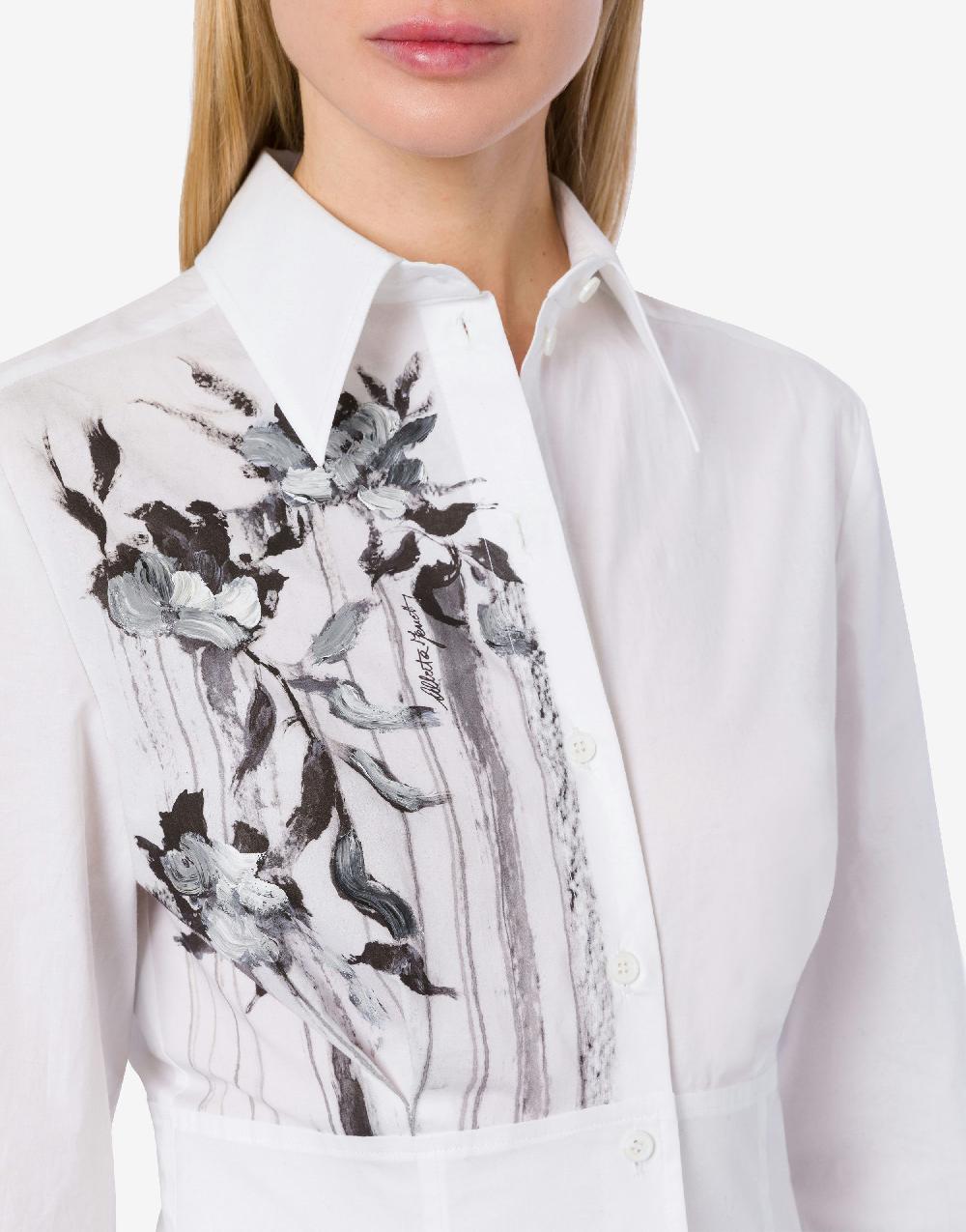 Alberta Ferretti Camicia in popeline stretch Dripping Roses Vendite Flash