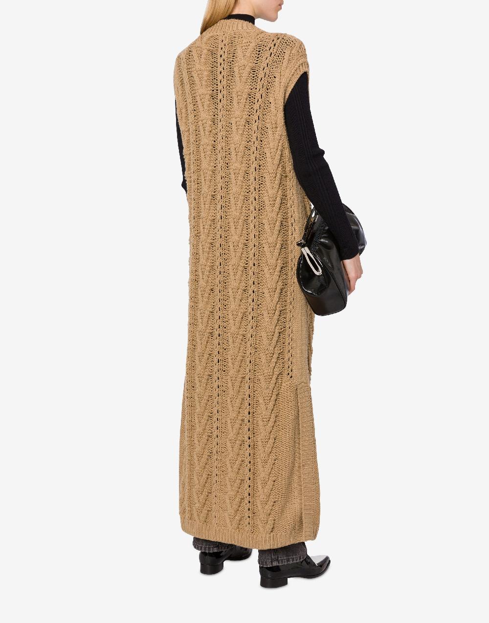 Alberta Ferretti Gilet lungo in maglia di lana e cashmere Offerta speciale