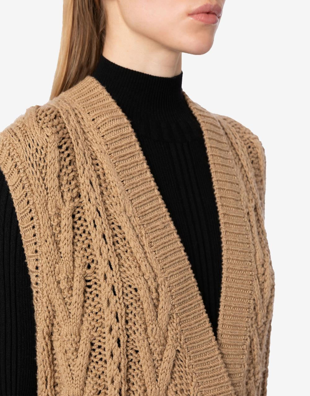 Alberta Ferretti Gilet lungo in maglia di lana e cashmere Offerta speciale