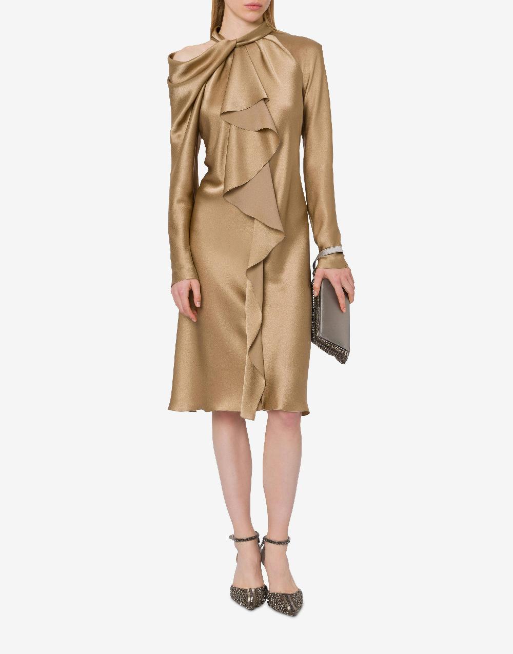 Alberta Ferretti Abito midi in raso con ruche Comprare a buon mercato