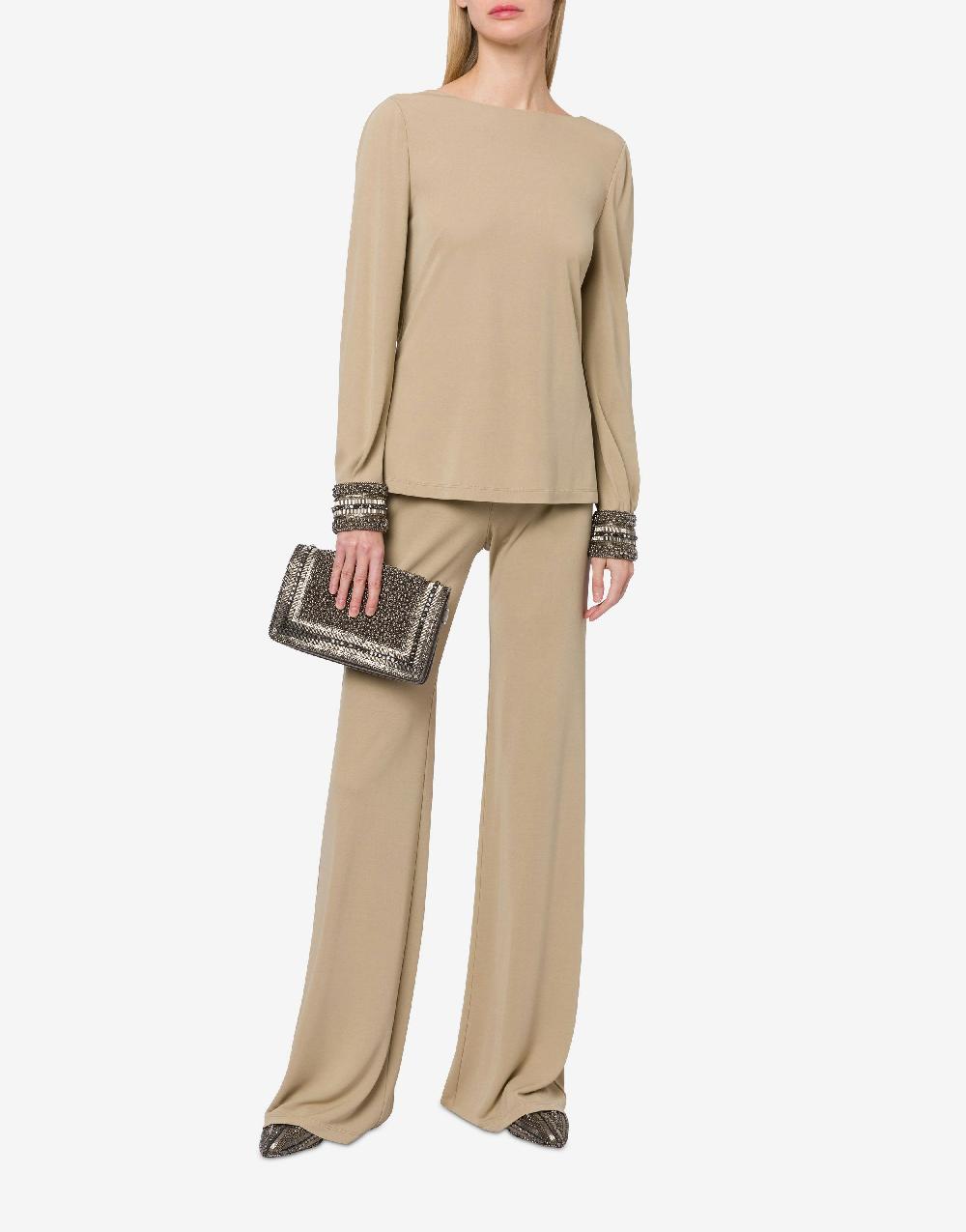 Alberta Ferretti Blusa in organzino con polsini ricamati Grande vendita