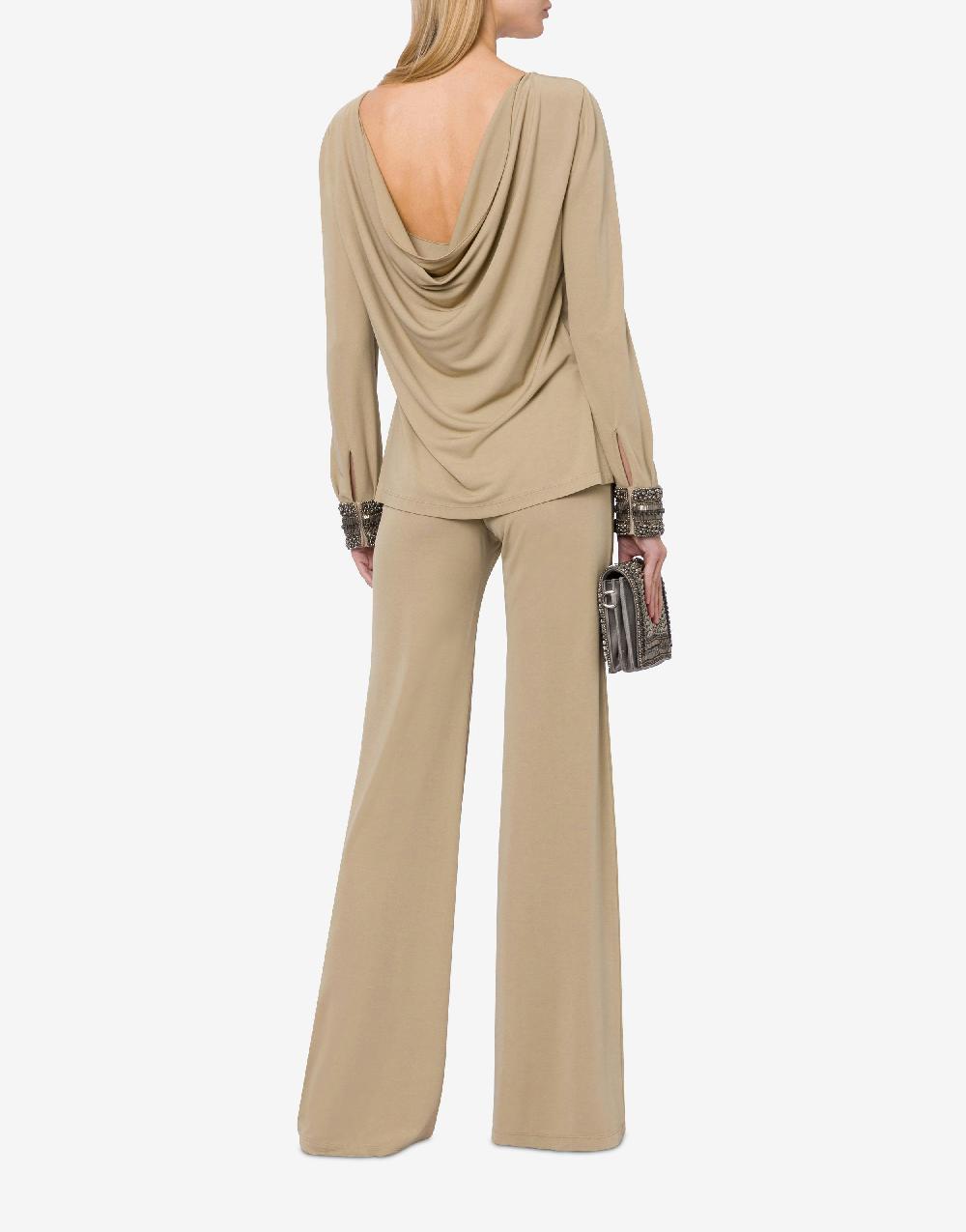 Alberta Ferretti Blusa in organzino con polsini ricamati Grande vendita
