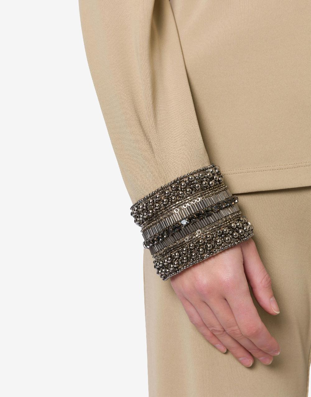 Alberta Ferretti Blusa in organzino con polsini ricamati Grande vendita
