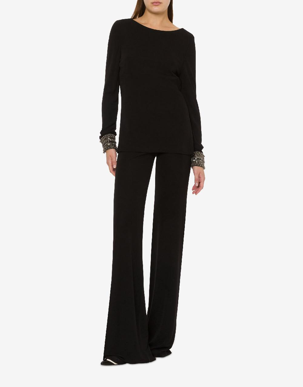 Alberta Ferretti Blusa in organzino con polsini ricamati Offerta natalizia