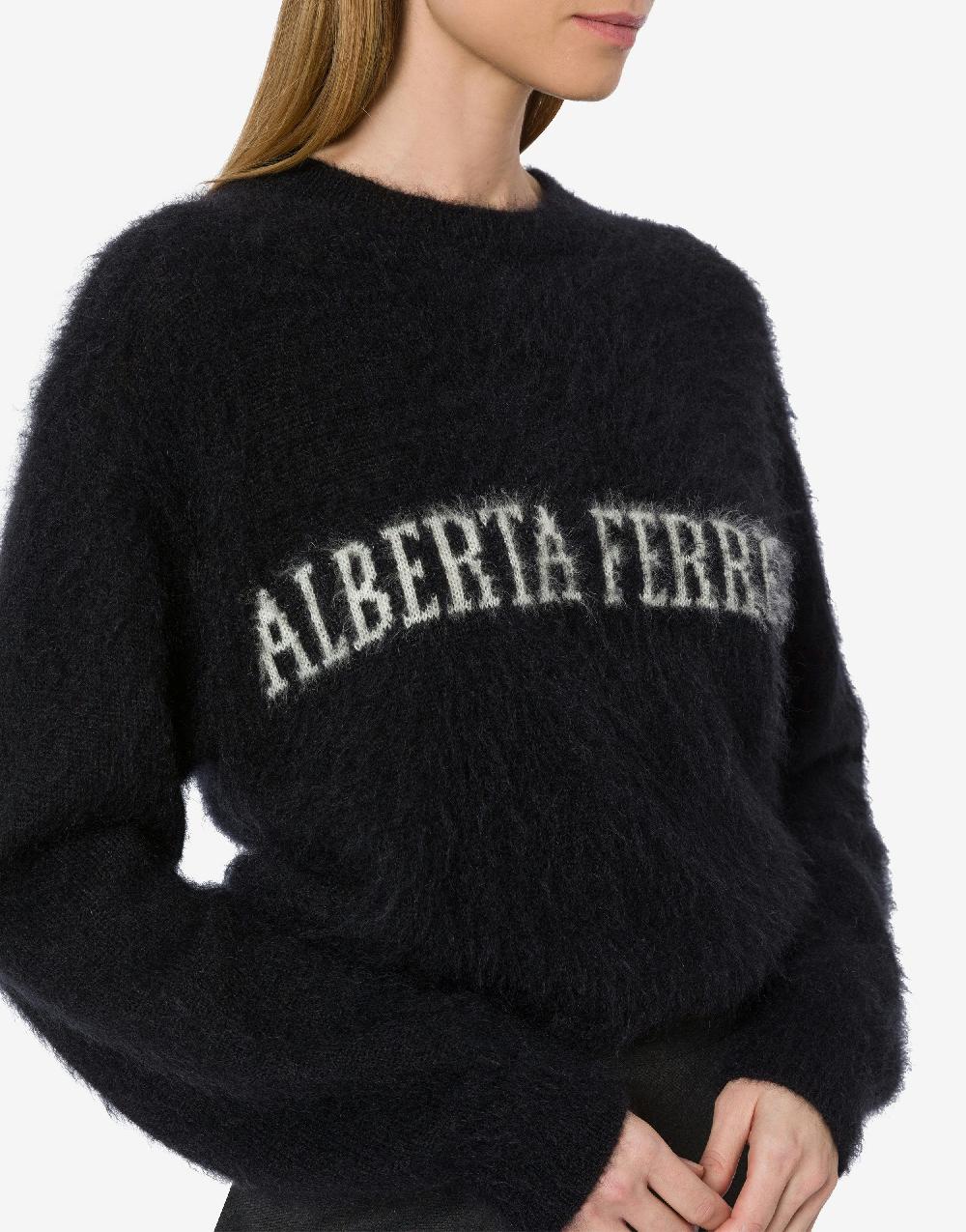 Alberta Ferretti Maglione in mohair superkid con logo Offerta temporanea