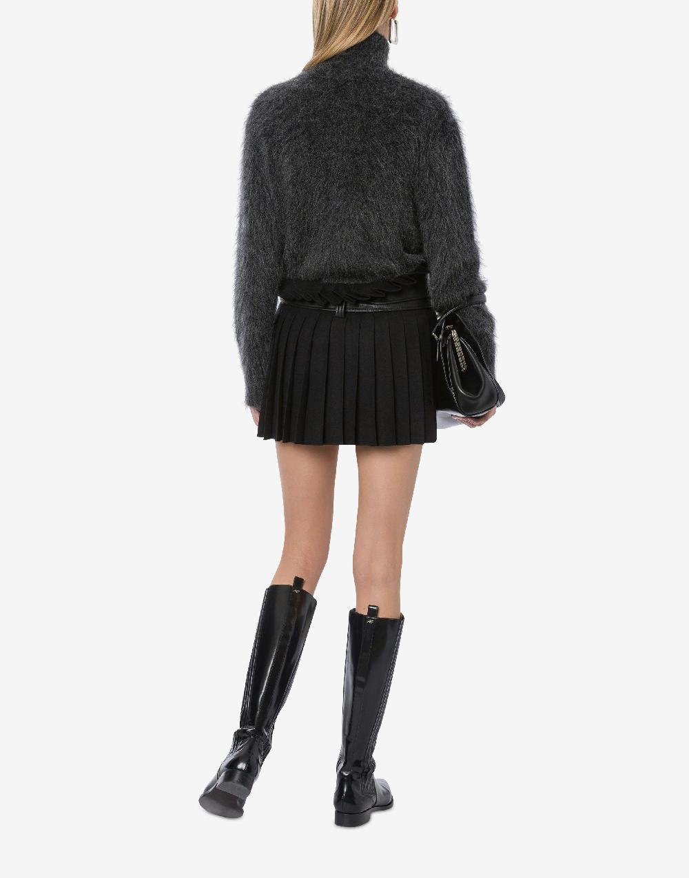 Alberta Ferretti Minigonna a pieghe in twill di lana stretch Lightning offer