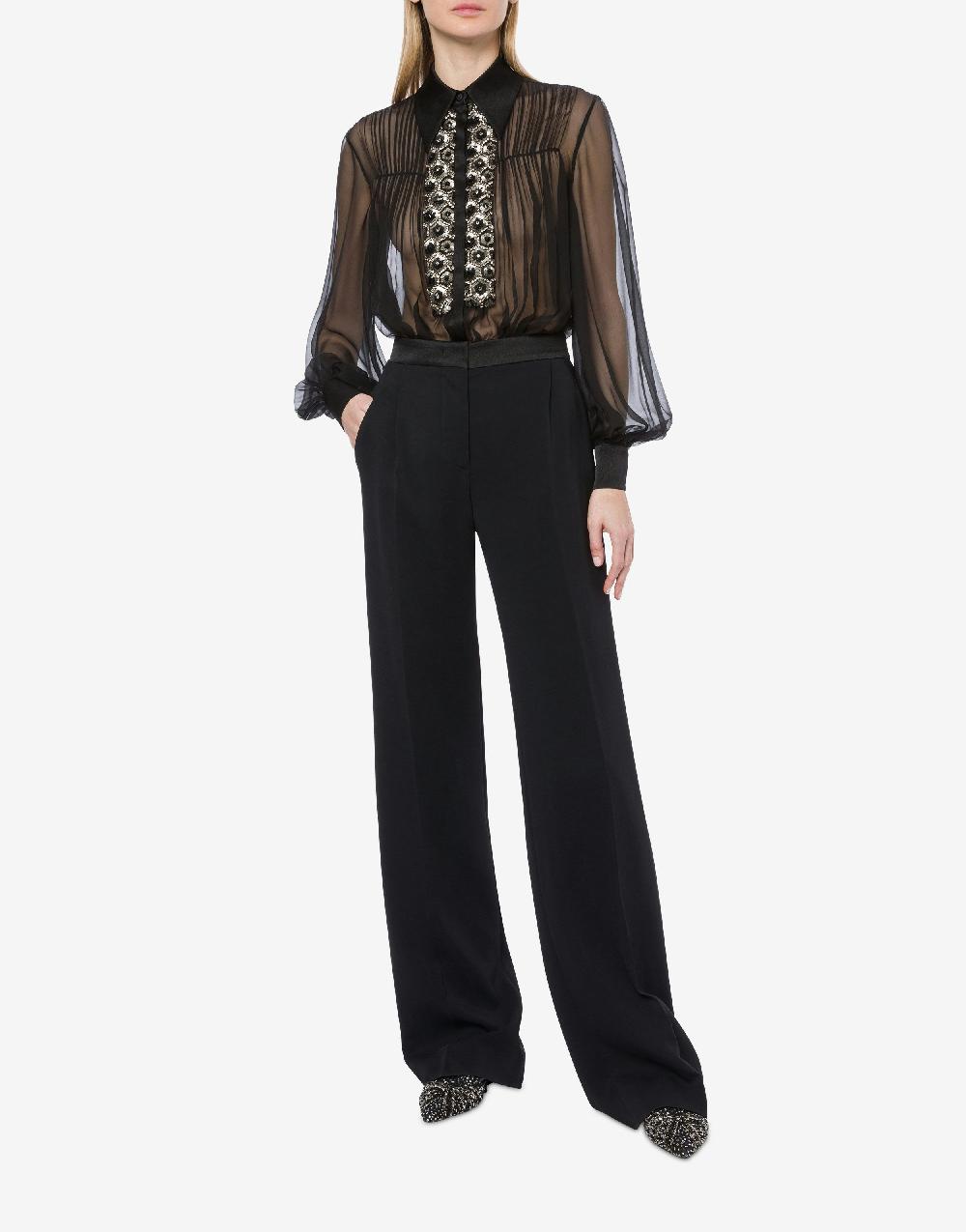 Alberta Ferretti Pantalone in cady stretch con dettagli in raso Nuovi prodotti