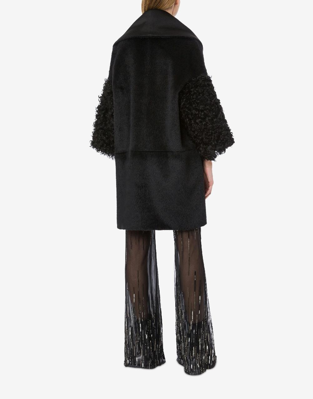 Alberta Ferretti Mantella in alpaca con manicotti in montone Liquidazione