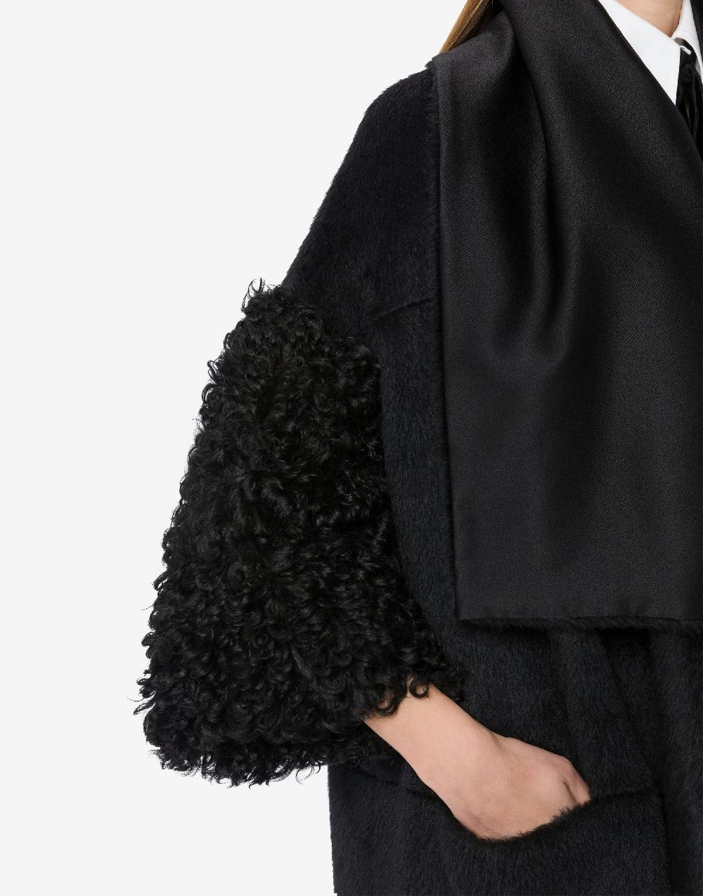 Alberta Ferretti Mantella in alpaca con manicotti in montone Liquidazione
