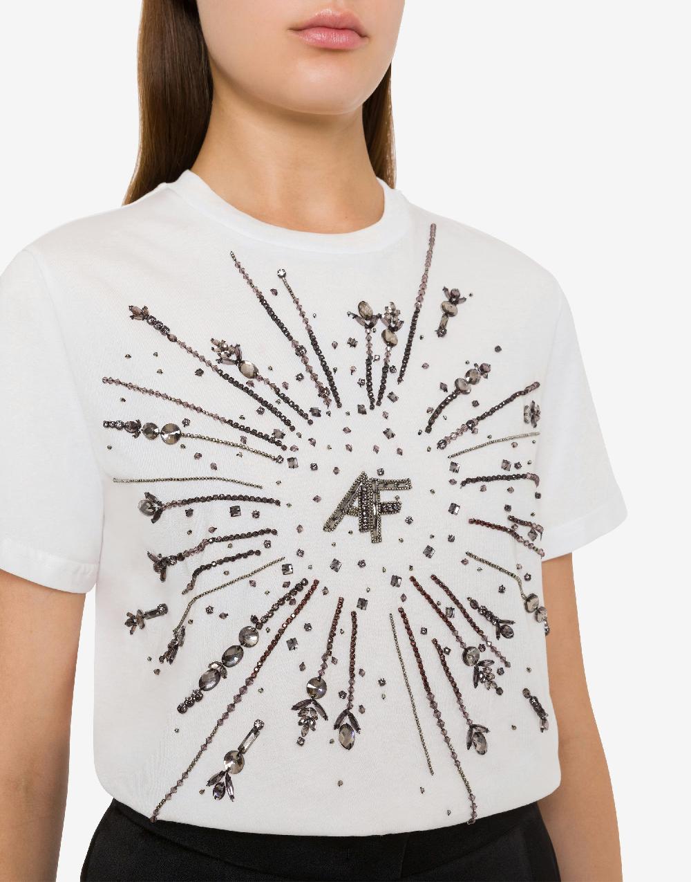 Alberta Ferretti T-shirt in jersey organico con ricamo Offerte giornaliere