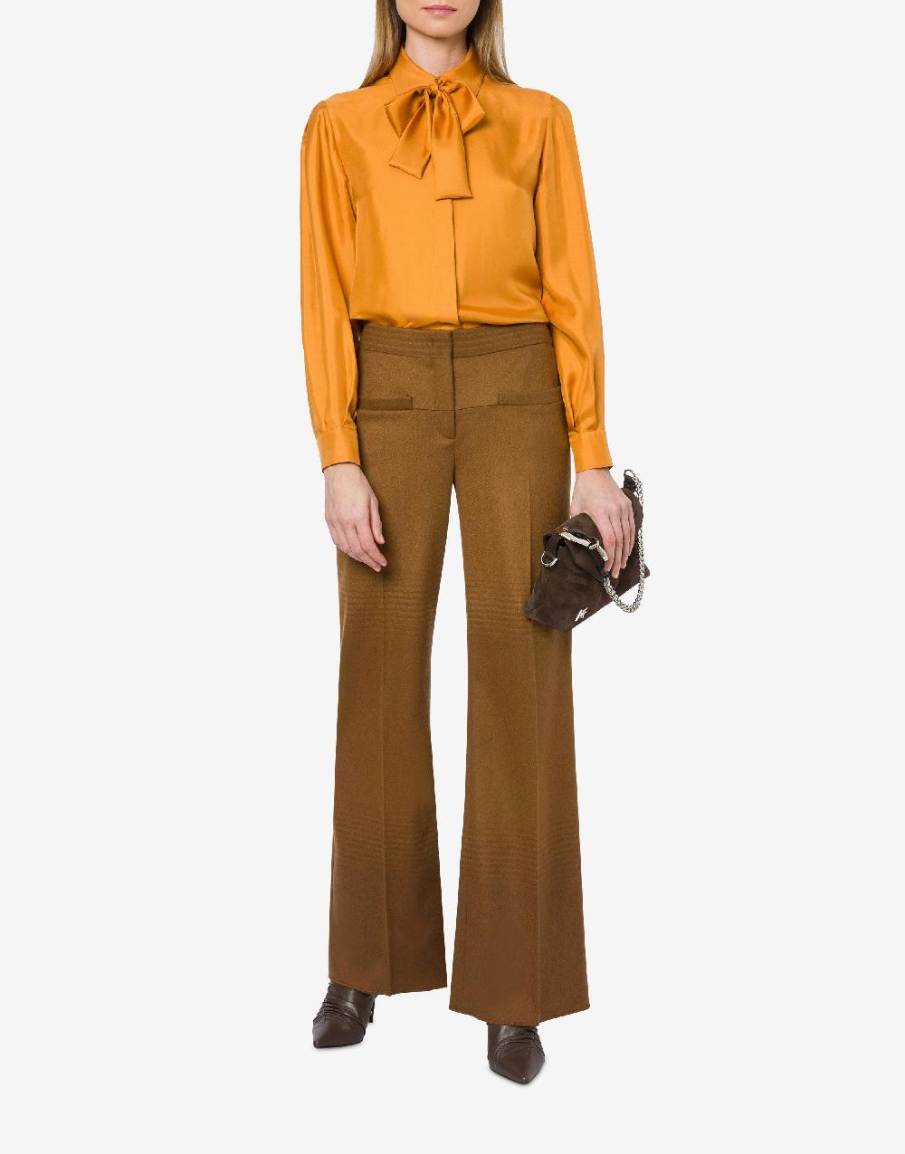 Alberta Ferretti Camicia in twill di seta con sciarpina Enormi risparmi