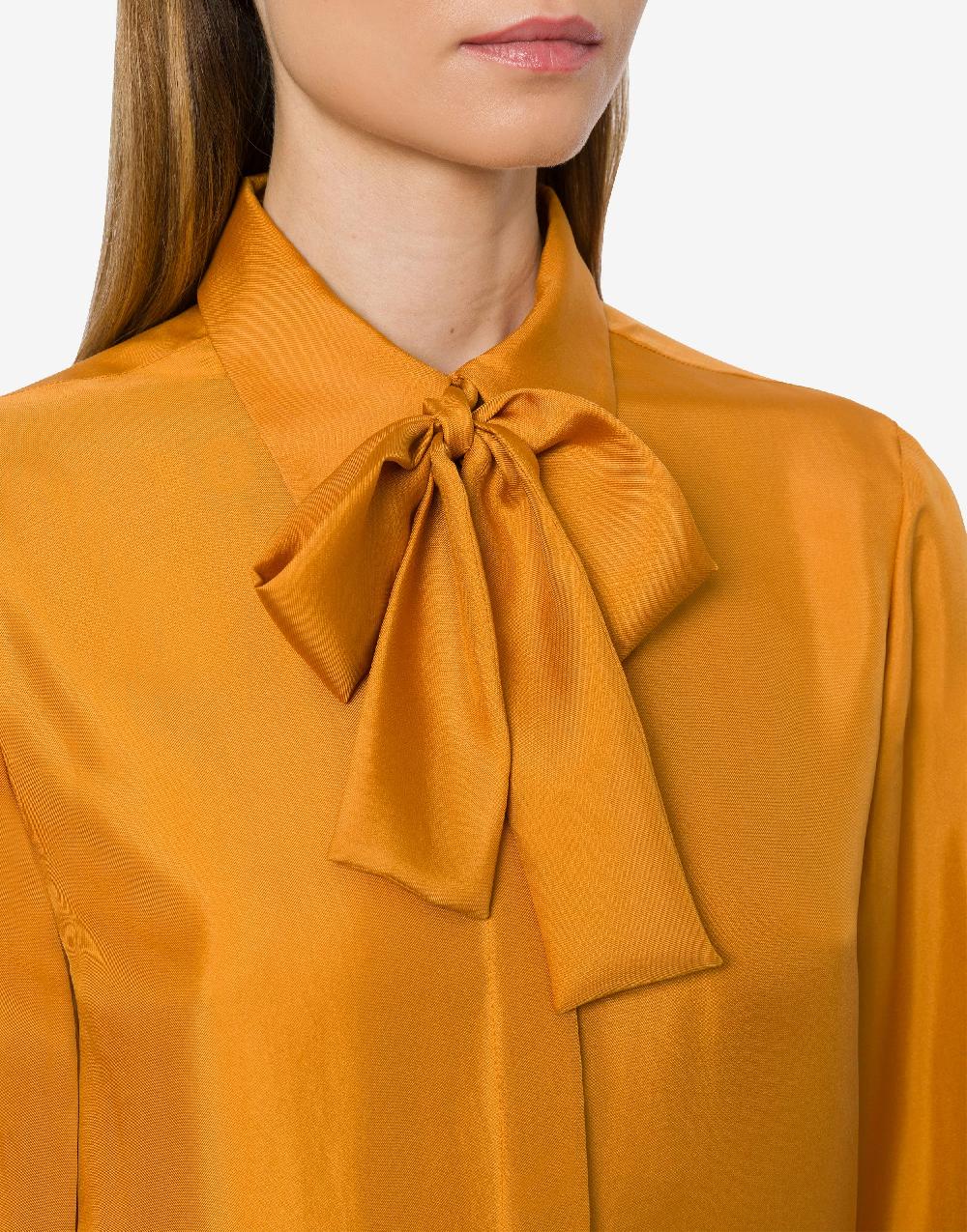 Alberta Ferretti Camicia in twill di seta con sciarpina Enormi risparmi